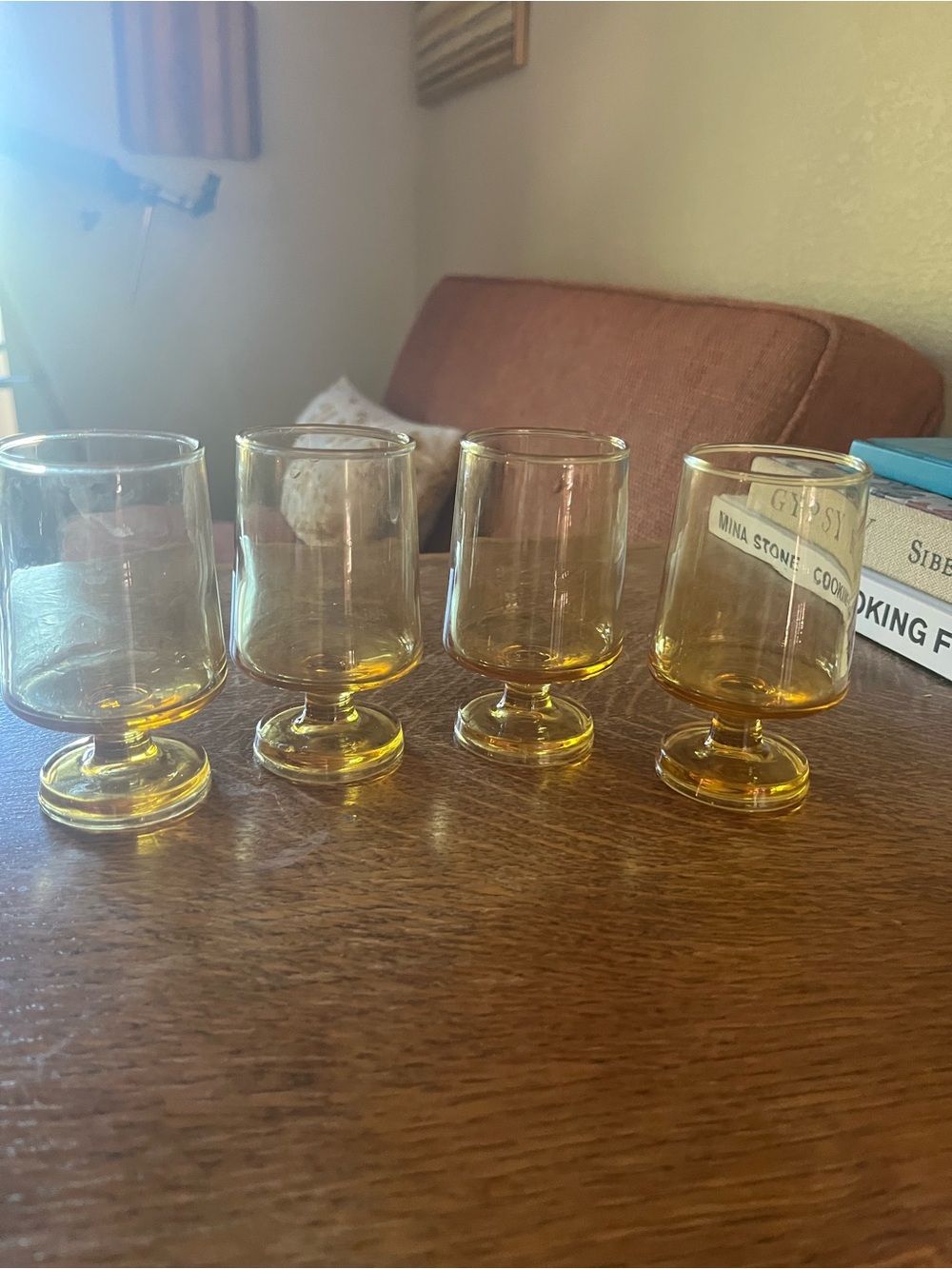 Set of 4 Vintage Topaz Liquor Glasses 4” Rare!